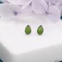 Sterling Silver Genuine Jade Pear Stud Earrings, thumbnail 3 of 11