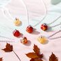 Silver Plated Gemstone Pumpkin Necklace, thumbnail 3 of 9