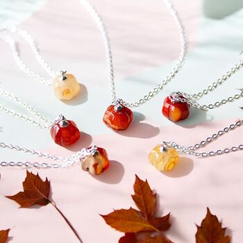 Silver Plated Gemstone Pumpkin Necklace, 3 of 9