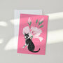 Black And White Cat And Flower Card, thumbnail 1 of 2