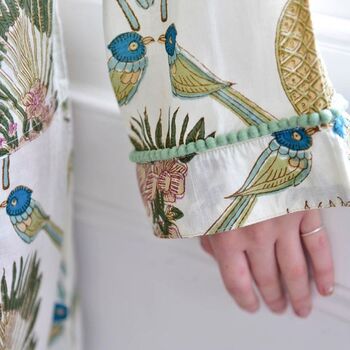 Pineapple And Bluebird Cotton Dressing Gown, 2 of 8