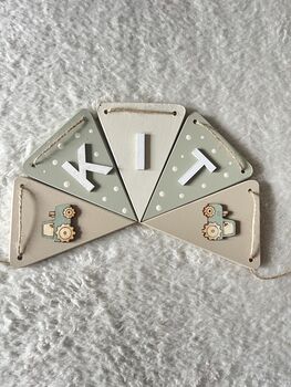 Farm Bunting Personalised Wooden Tractor Bunting For Nursery, 4 of 12