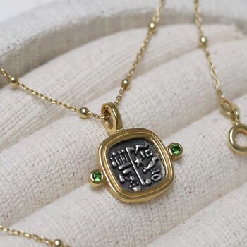 Gold Plated Sterling Silver Hieroglyphics Square Necklace, 6 of 11