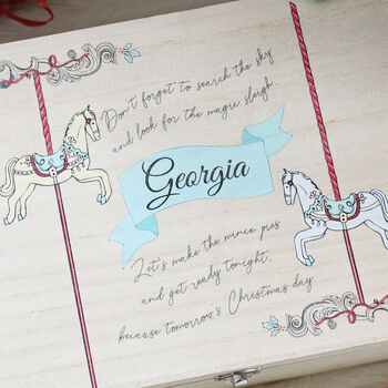 Personalised Carousel Wooden Christmas Eve Box, 3 of 3