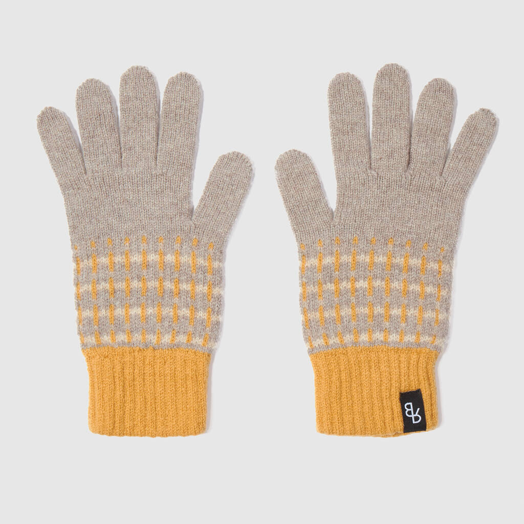 Men's Knitted Lambswool Gloves | Yellow
