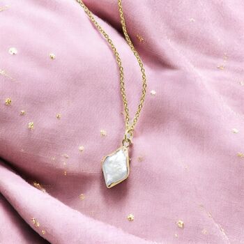 Gold Plated Rhombus Pearl Pendant Necklace, 3 of 7