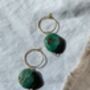 Vintage Re Purposed Turquoise Stone Bead Charm Hoops, thumbnail 3 of 3