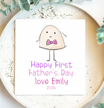 Happy First Daddy's Day Personalised Pink Or Blue Card, 2 of 4