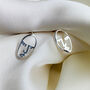 Sterling Silver Tiny Abstract Face Stud Earrings, thumbnail 2 of 4
