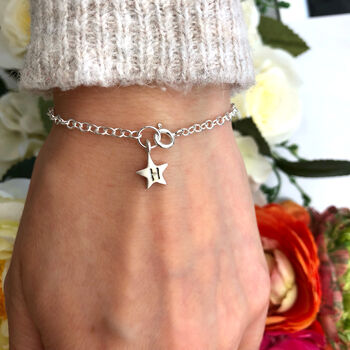 Personalised Graduation Gift Sterling Silver Crescent Moon And Initial Star Necklace, 7 of 10