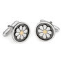 Framed Daisy Cufflinks In Solid Silver And 18ct Gold, thumbnail 2 of 4