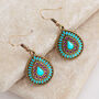 Sea Green And Magenta Teardrop Antique Earring, thumbnail 1 of 3