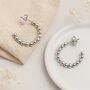 Sterling Silver Beaded Half Hoop Stud Earrings, thumbnail 1 of 3