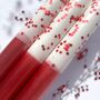 White And Red Glitter Christmas Candles 'Berry Snowy', thumbnail 3 of 4