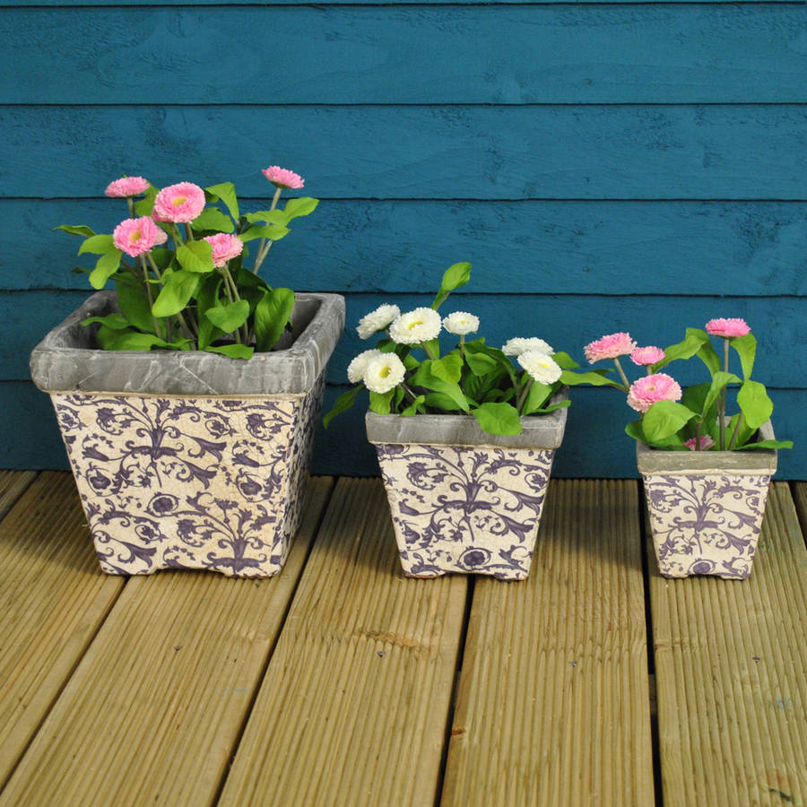 Large Blue And White Outdoor Planters