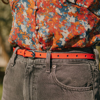 Red Pu Skinny Belt With Heart Holes, 5 of 6