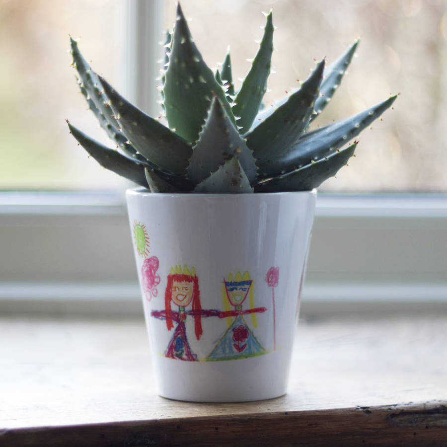 personalised child's drawing plant pot by snapdragon