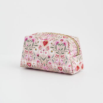 Penelope Floral Heart Pink Cosmetic Pouch, 5 of 7