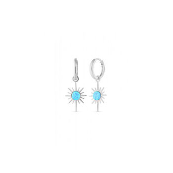 Blue Opal Northernstar Drop Hoop Earring Silver, 4 of 7