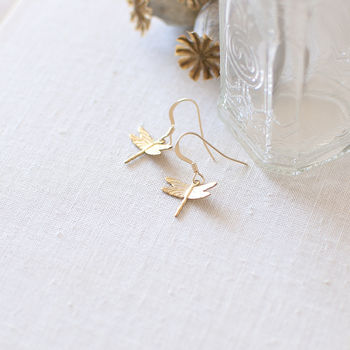 Gold Dragonfly Earrings, 3 of 5