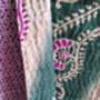 Mini Kantha Quilt Vintage Sari Throw Blankets, Handmade, thumbnail 8 of 10