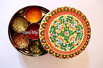 Hand Painted Spice Box 'Masala Dabba', 4 of 4