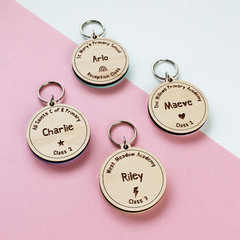 Personalised Wooden School Bag Tag, 2 of 7