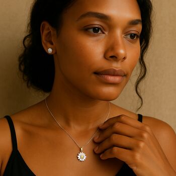 Personalised Sterling Silver September Aster Birth Flower Necklace, 3 of 8
