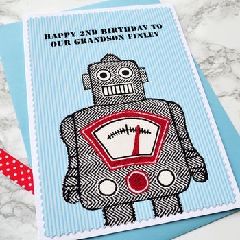 'Robot' Personalised Boys Birthday Card, 2 of 4