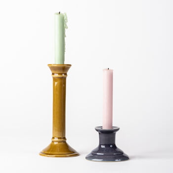 Handmade Burnt Orange Ceramic Tall Taper Candlestick, 3 of 3