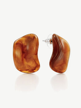 Tortoiseshell Brown Resin Earrings, 2 of 5