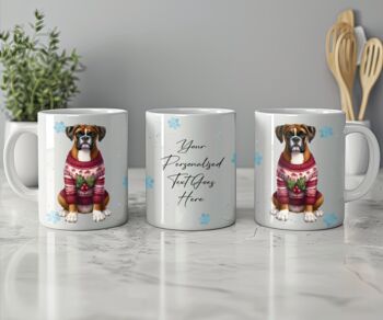 Personalised Boxer In Christmas Jumper Mug, 2 of 2