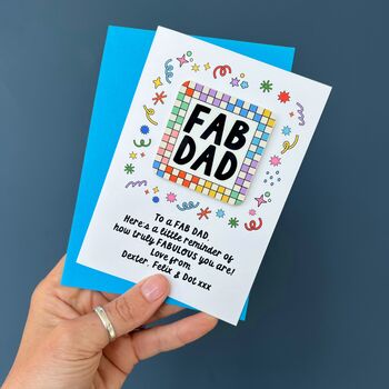 Bright Checkered Fab Dad Card With Magnet, 2 of 7