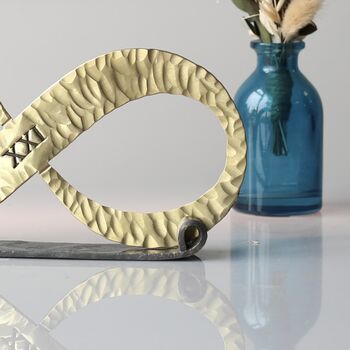 21st Anniversary Gift Brass Infinity Sculpture, 4 of 9