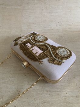 Doli Car Pink Handcrafted Rectangular Clutch Bag, 8 of 10
