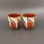 Ceramic Stoneware Espresso Cups In Beige And Blue, thumbnail 2 of 5