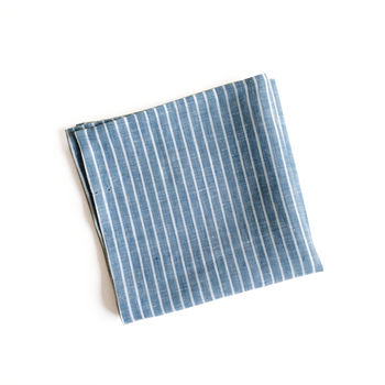 Benjamin Striped Linen Pocket Square, 2 of 2