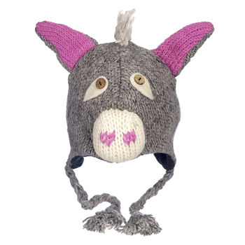 Donkey Hand Knitted Woollen Animal Hat, 3 of 5