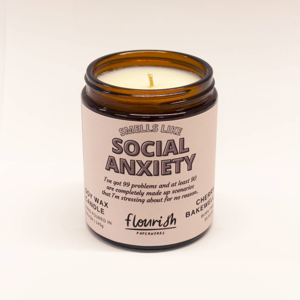 'Smells Like Social Anxiety' Soy Wax Candle By Flourish Paperworks