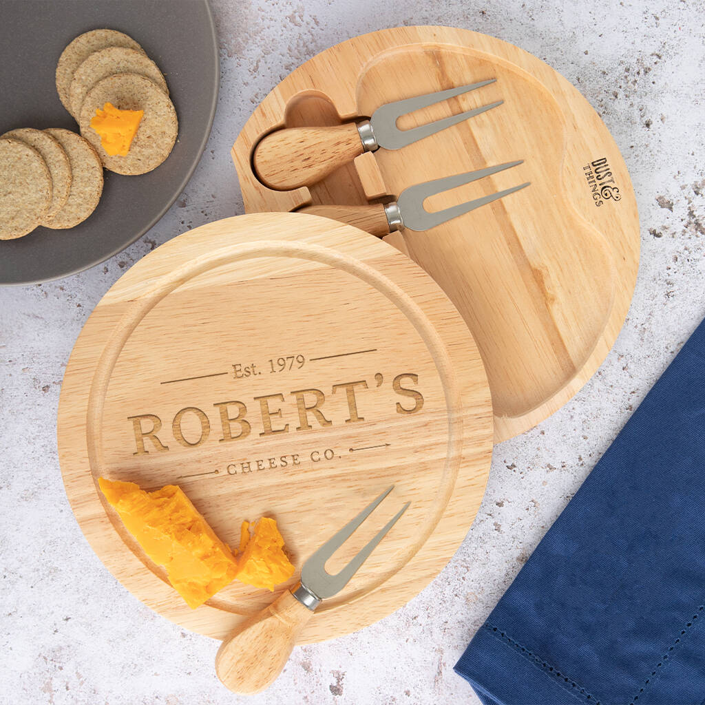 Personalised Cheese Board Set For Him, 1 of 6