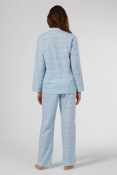 Cotton Pyjamas In Blue Hexagon Print, 4 of 4