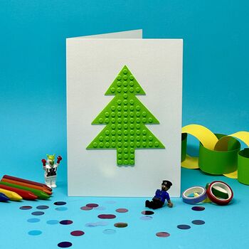 Lego Compatible Christmas Tree Card, 3 of 5