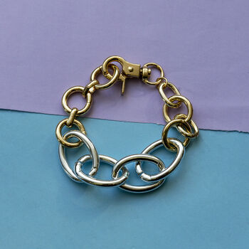 Silver And Gold Plated Chunky Two Tone Chain Bracelet, 4 of 9