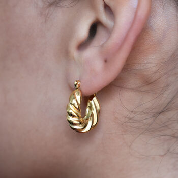 Twisted Croissant Hoop Earrings Non Tarnish, 2 of 3