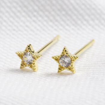 Sterling Silver Crystal Star Stud Earrings, 5 of 6