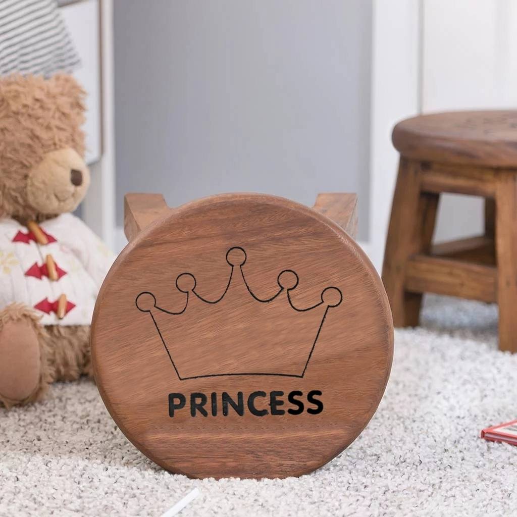 Personalised Crown Themed Children's Wooden Stool, 1 of 4