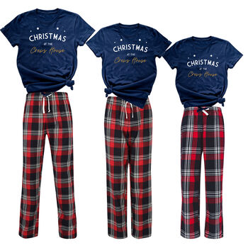 Family Matching Christmas Pyjamas Red And Navy Check, 2 of 6