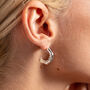 Bamboo Recycled Silver And Freshwater Pearl Hoops, thumbnail 1 of 6