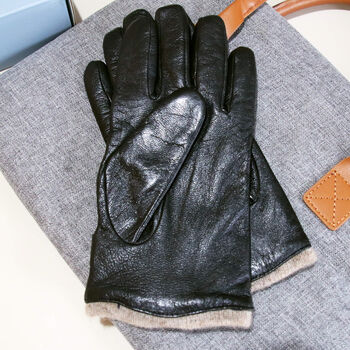 Men's Quilted Leather Gloves With Strap Detail, 12 of 12