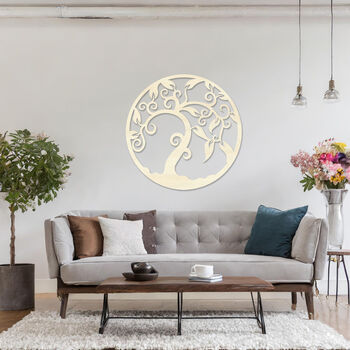 Wooden Tree Of Life Wall Art Circular Abstract Wall Design, 7 of 9